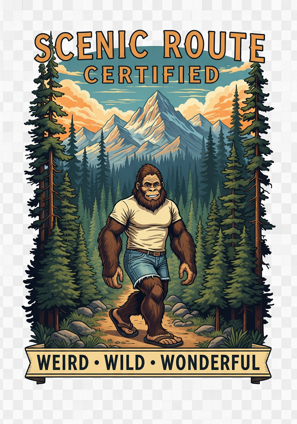 Limited Time Design Scenic Route Certified Bubble-Free Stickers